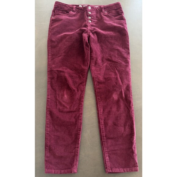 Cat & Jack Girls Skinny Corduroy Low-Rise Jeans Burgundy Sz 14plus XL soft cozy - Picture 2 of 11